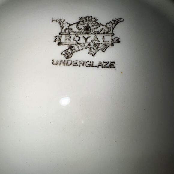 oyal China Underglaze Green Farm Scene Plates – Set of 4 – Vintage Cottagecore - Picture 6 of 10